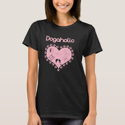 Niedlicher Hund rosa T-Shirt (Vorderseite)