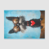 Niedlicher Hund & Rotes Herz & Goggles BW9 Decoupa Seidenpapier (Vorderseite)