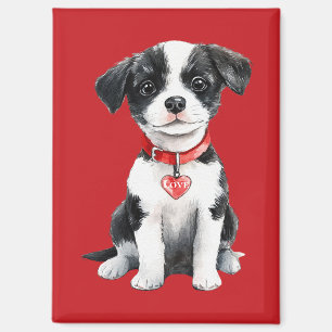 Niedlicher Hund Rotes Herz Liebe Magnet