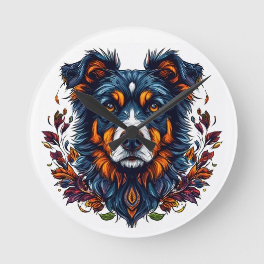 Niedlicher Hund Runde Wanduhr (Vorderseite)