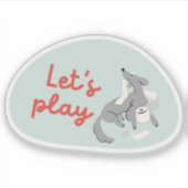 Niedlicher Hund, sage grün, "Lass uns spielen!" Aufkleber (Vorderseite)