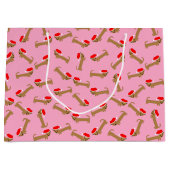 Niedlicher Hund Santa Dackel Muster Rosa Weihnacht Große Geschenktüte (Vorderseite)