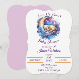 Niedlicher Hund schlafend auf einem halben Mond Einladung