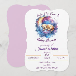 Niedlicher Hund schlafend auf einem halben Mond Einladung