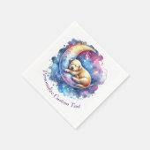 Niedlicher Hund schlafend auf einem halben Mond Serviette (Ecke)