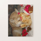 Niedlicher Hund schlafend kuscheliger Teddybär Puzzle (Vertikal)