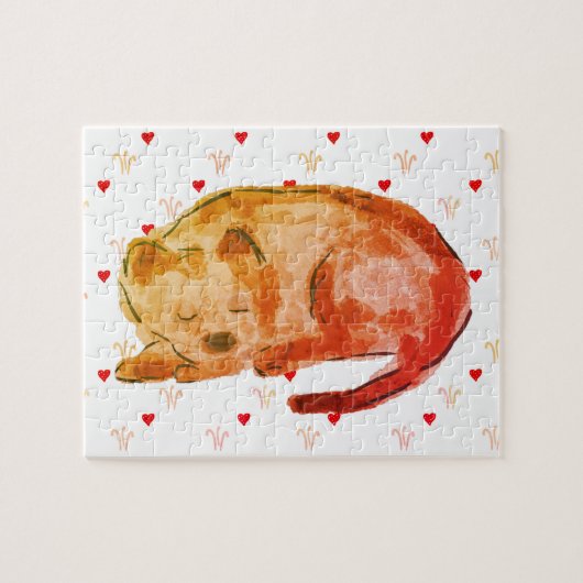Niedlicher Hund Schlafende Herz Wasserfarbe Puzzle (Horizontal)