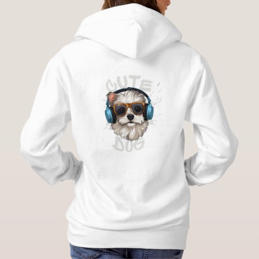 Niedlicher Hund schwarz-weiß Hoodie (Rückseite)