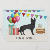 Niedlicher Hund Schwarzer Schäferhund farbenfroh Einladung (Vorne/Hinten)