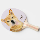 Niedlicher Hund, Shiba Inu Hundekunst, Monogramm Tischtennis Schläger (Seitenansicht)