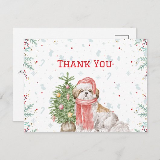 Niedlicher Hund Shihtzu Santa Cap Weihnachten Viel Postkarte (Vorne/Hinten)