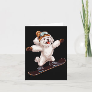 Niedlicher Hund Snowboarden Wintersport Männer Fra Karte