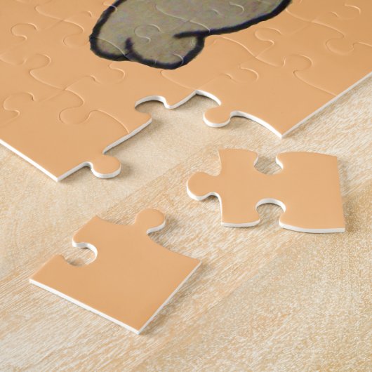 niedlicher Hund spielt braunen Mops Puzzle (Seite)