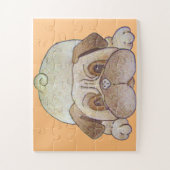 niedlicher Hund spielt braunen Mops Puzzle (Vertikal)