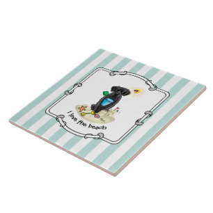 Niedlicher Hund - Summer Beach Black Labrador Retr Fliese