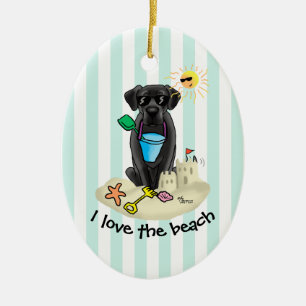Niedlicher Hund - Summer Beach Black Labrador Retr Keramik Ornament
