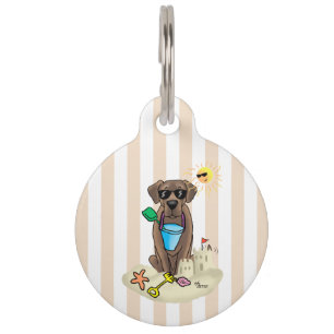 Niedlicher Hund Summer Beach Schokolade Labrador R Haustiermarke