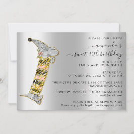 Niedlicher Hund Sweet 16. Geburtstagsparty Silver  Einladung