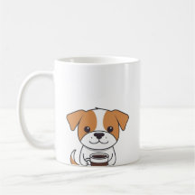 Niedlicher Hund trinken Kaffee Tasse