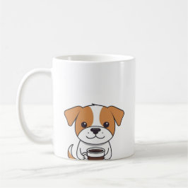 Niedlicher Hund trinken Kaffee Tasse