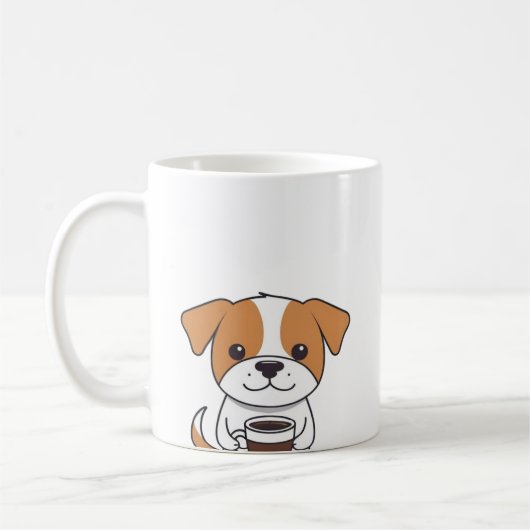 Niedlicher Hund trinken Kaffee Tasse (Links)
