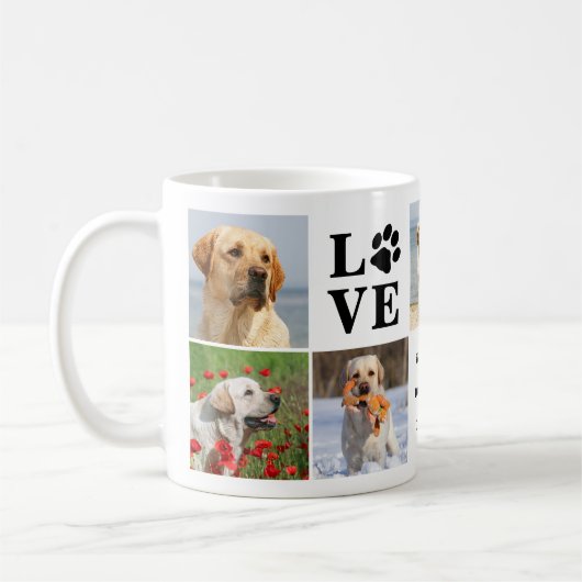 Niedlicher Hund über Personalisierte LIEBE 7 FotoC Kaffeetasse (Links)
