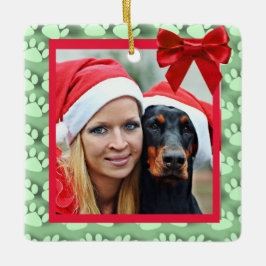Niedlicher Hund und Besitzer Weihnachtsschmuck