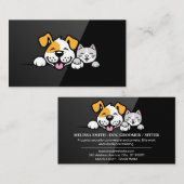 Niedlicher Hund und Katze lächeln Visitenkarte (Vorne/Hinten)