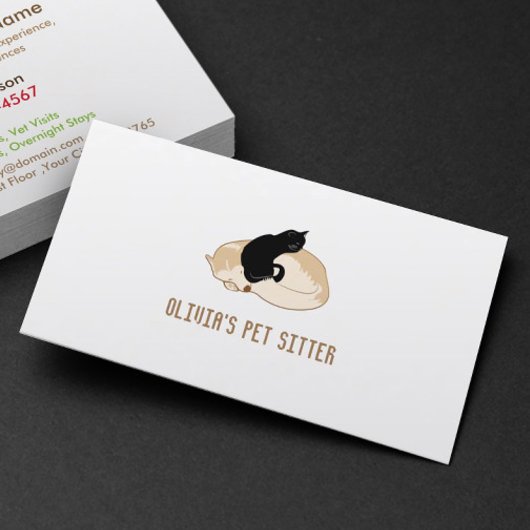 Niedlicher Hund und Katze Sitzende Petsiter Visitenkarte