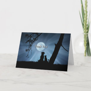 Niedlicher Hund und Katze Vielen Dank für Ihr Komm Karte