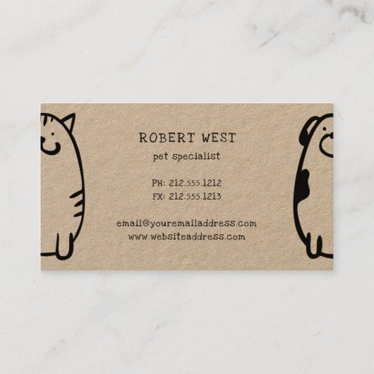 niedlicher Hund- und Katzen-Doodle-Boarding Visitenkarte (Rückseite)