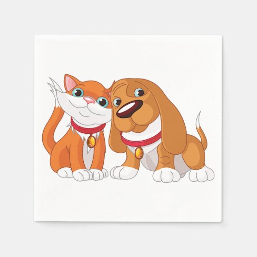 Niedlicher Hund und Katzenpapier Napkins Serviette (Vorderseite)