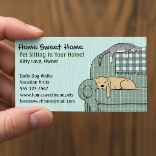 Niedlicher Hund und Katzensitting - Tierdienstleis Visitenkarte