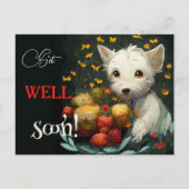 Niedlicher Hund und Leckereien werden bald gut Postkarte (Vorderseite)
