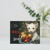 Niedlicher Hund und Leckereien werden bald gut Postkarte (Stehend Vorderseite)