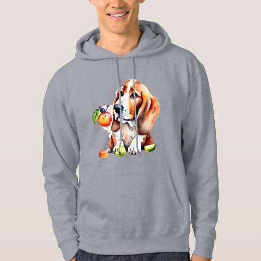 Niedlicher Hund und Obst Hoodie (Vorderseite)