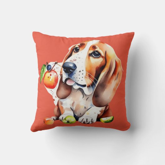 Niedlicher Hund und Obst Kissen (Rückseite)