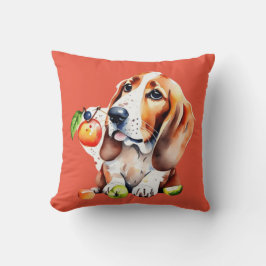 Niedlicher Hund und Obst Kissen