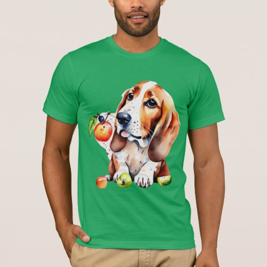 Niedlicher Hund und Obst T-Shirt (Vorderseite)