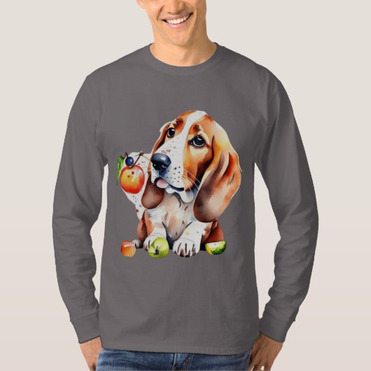 Niedlicher Hund und Obst T-Shirt (Vorderseite)