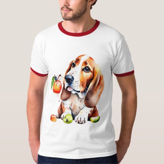 Niedlicher Hund und Obst T-Shirt (Vorderseite)