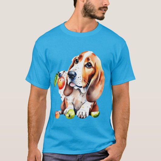 Niedlicher Hund und Obst T-Shirt (Vorderseite)