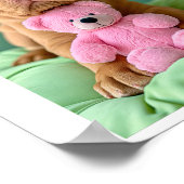 Niedlicher Hund und Pink Teddy 129 Poster (Ecke)