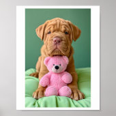 Niedlicher Hund und Pink Teddy 129 Poster (Vorne)