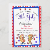 Niedlicher Hund und Pizza am 4. Juli GRILLEN Einladung (Vorderseite)