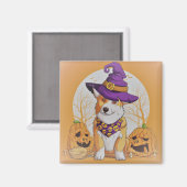 Niedlicher Hund und Pumpkins Magnet (Vorderseite/Rückseite)