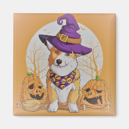 Niedlicher Hund und Pumpkins Magnet