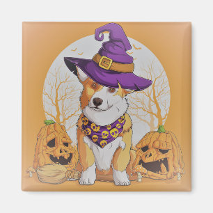 Niedlicher Hund und Pumpkins Magnet