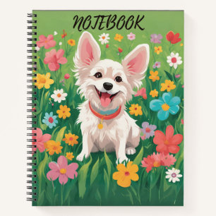 Niedlicher Hund und Rose Personalisiert-Notebook - Notizblock