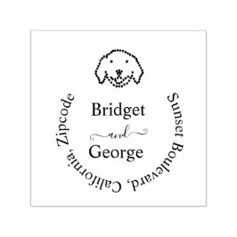 niedlicher Hund und runde Rückkehradresse schwarz Permastempel